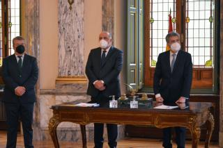 El presidente de la Sala Tercera, César Tolosa, el secretario de Gobierno, Tomás Ruano, y el presidente del Tribunal supremo y del CGPJ, Carlos Lesmes